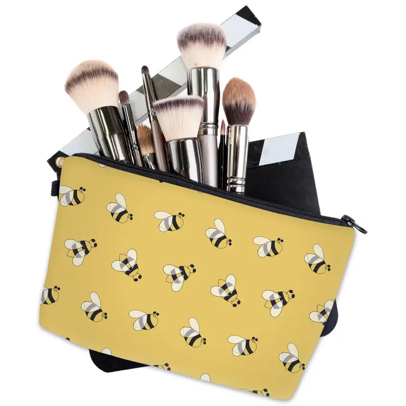 Bee Print Toiletry Bag / Travel Makeup Pouch