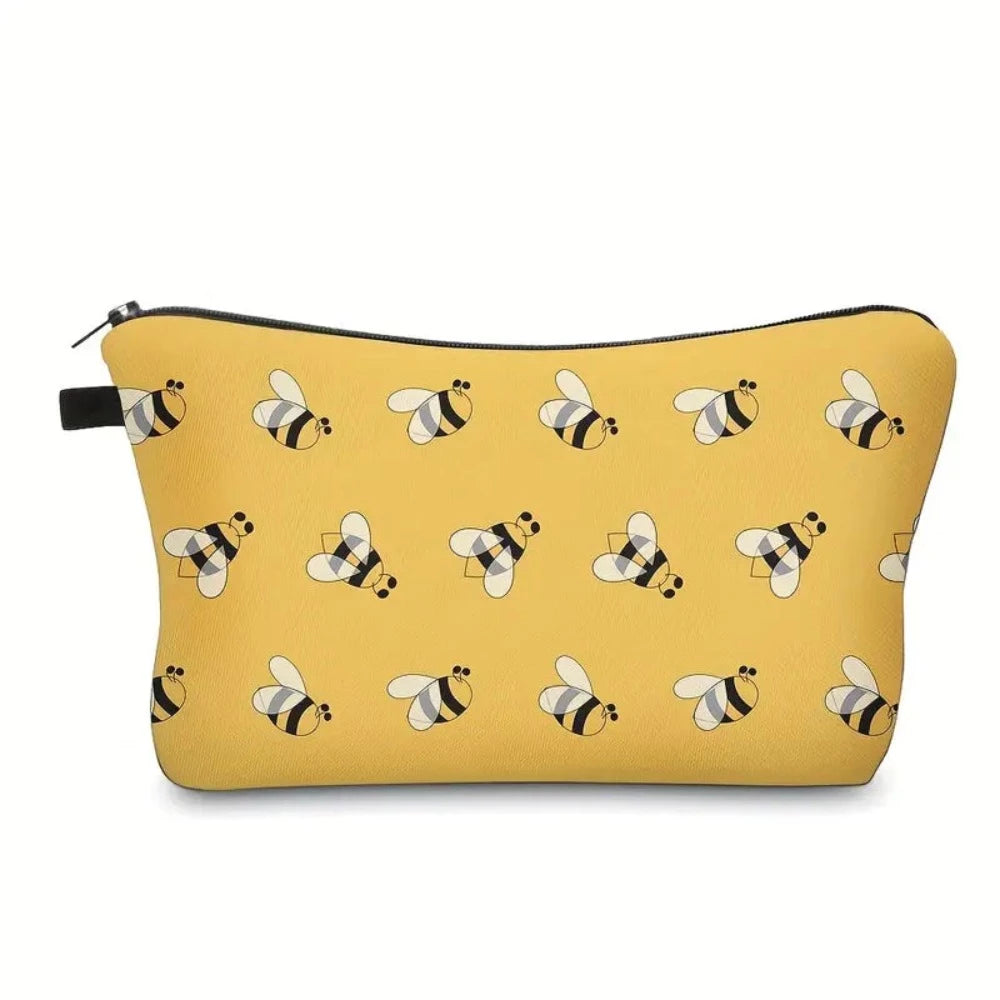 Bee Print Toiletry Bag / Travel Makeup Pouch