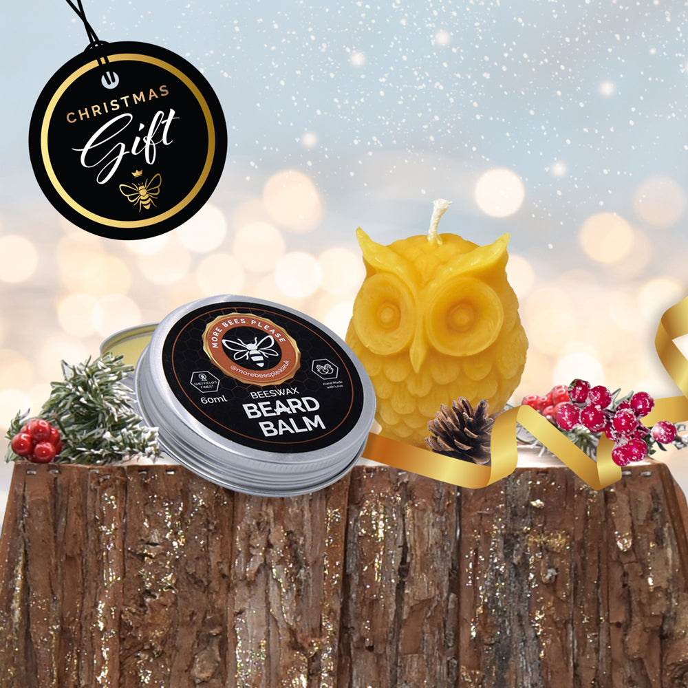 Men's Beard Balm & Owl Candle Gift Set