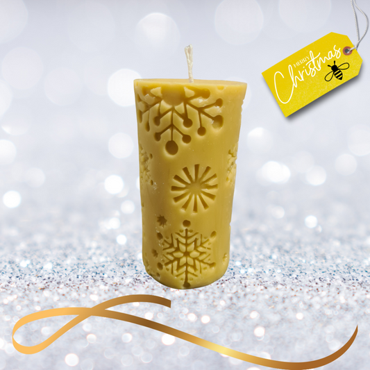 Snowflake Design Christmas Beeswax Candle