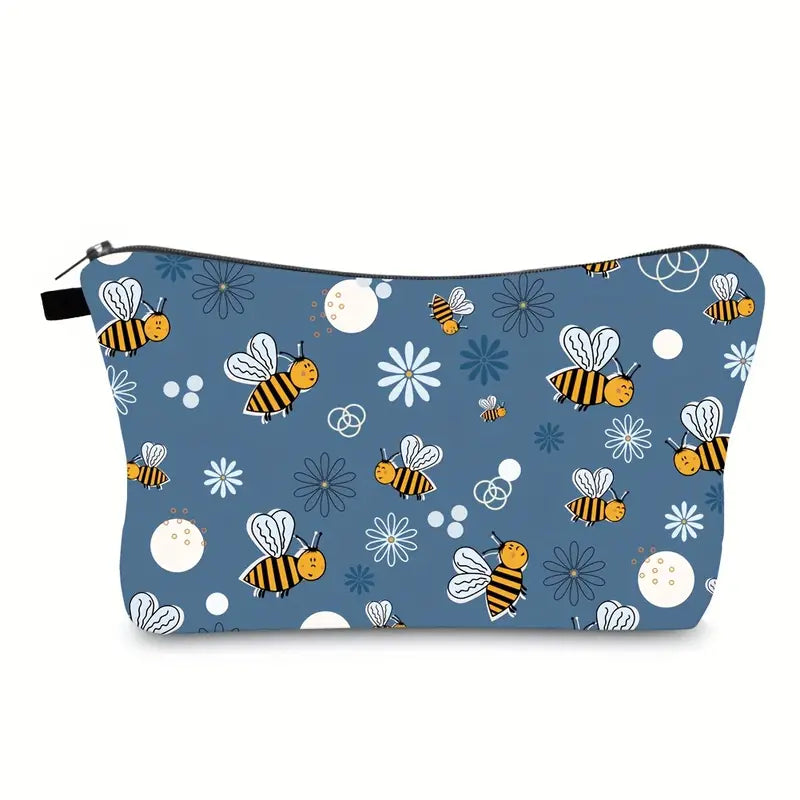 Bee Print Toiletry Bag / Travel Makeup Pouch