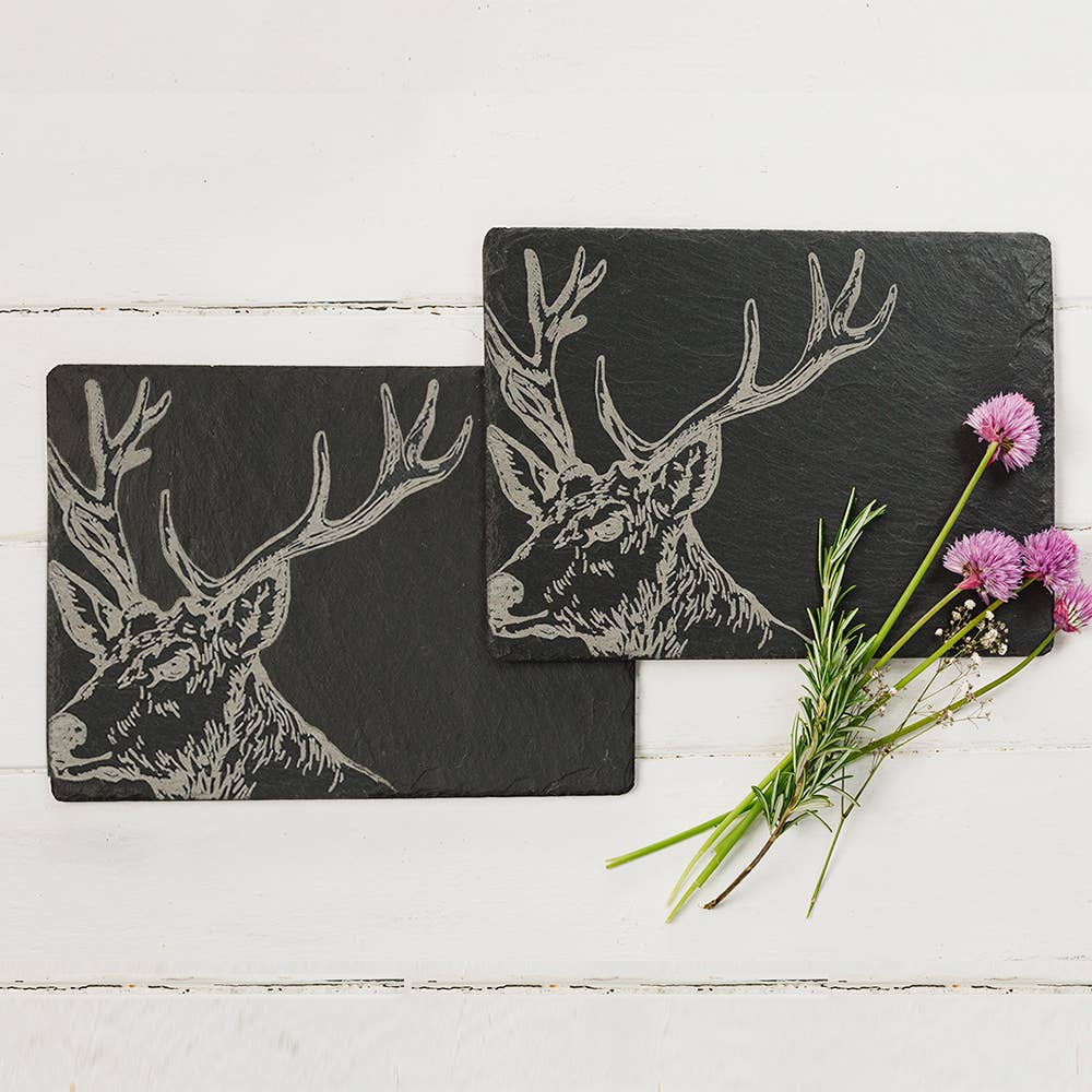 2 Stag Slate Place Mats