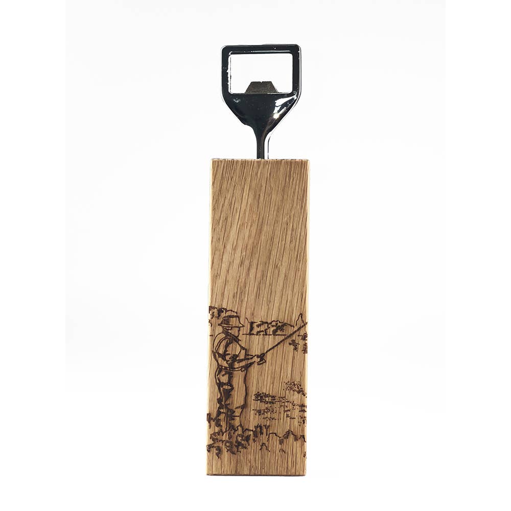 Oak Bottle Opener - Fishing