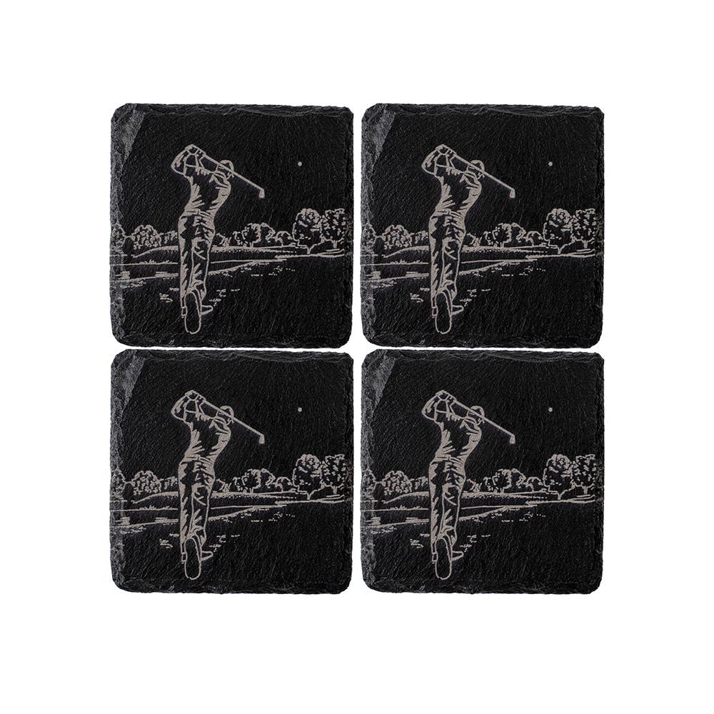 4 Slate Coasters - Golf