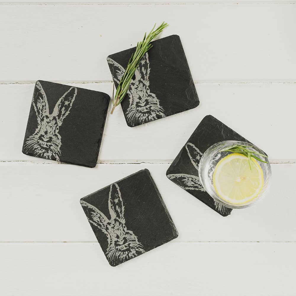 4 Hare Slate Coasters