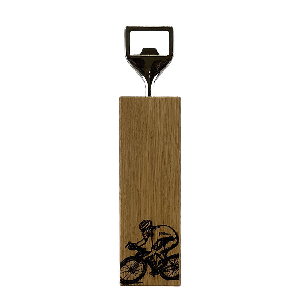 Oak Bottle Opener - Cycling