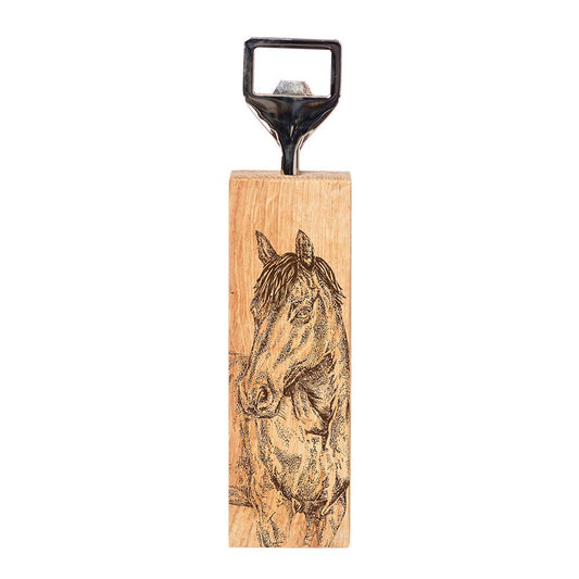 Horse Portrait Oak Bottle Opener