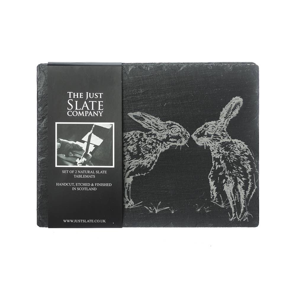 2 Kissing Hares Slate Place Mats