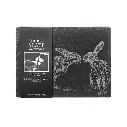 2 Kissing Hares Slate Place Mats