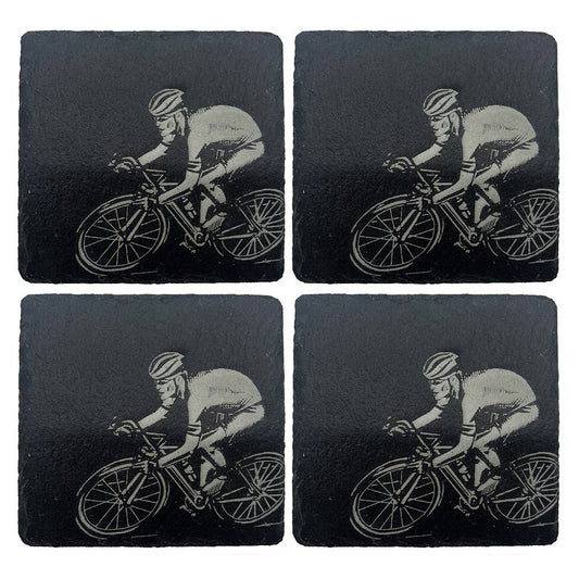 4 Slate Coasters - Cycling