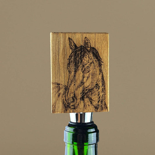 Horse Portrait Oak Bottle Stopper