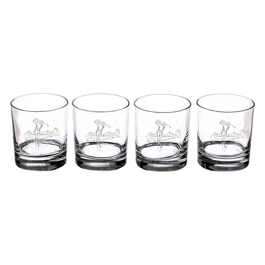 4 Glass Tumblers - Golf