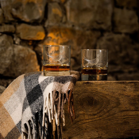 2 Glass Tumblers - Pheasant