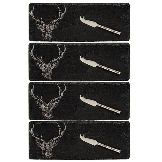 Mini Slate Cheese Board & Knives - Stag Prince